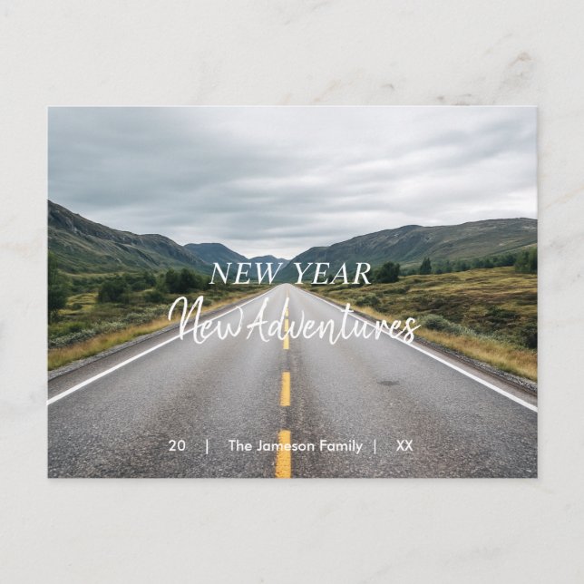 Cartes Pour Fêtes Annuelles New Year New Adventures | Photo Holiday Postcard (Devant)