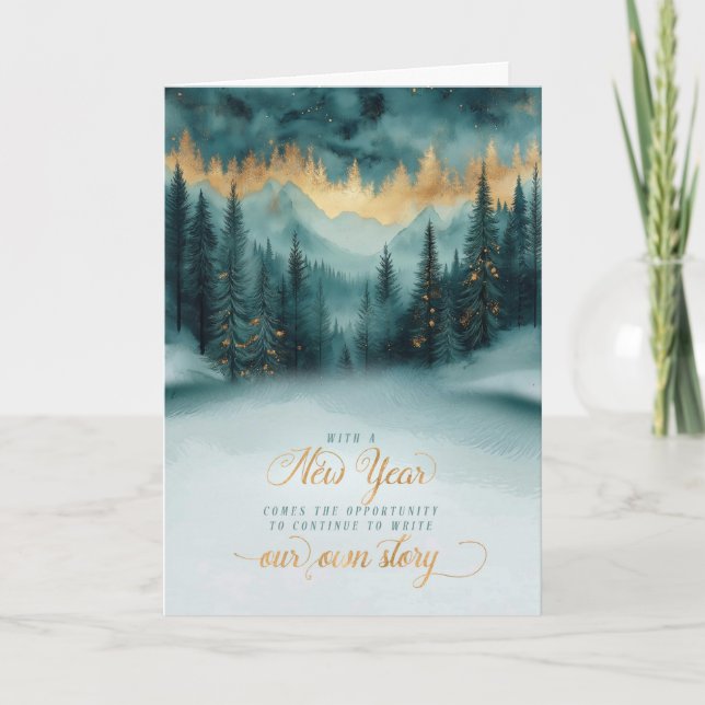 Cartes Pour Fêtes Annuelles New Year Pine Forest Write Our Own Story (Devant)
