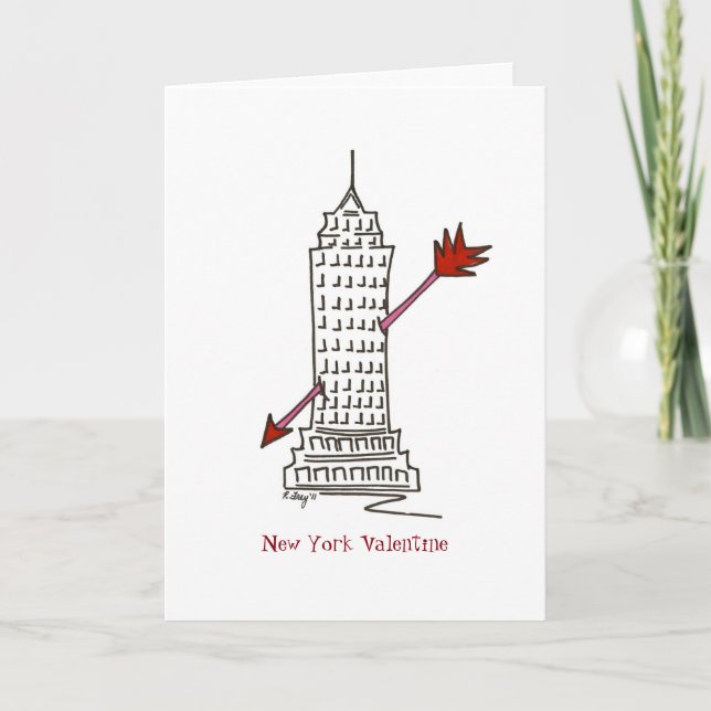 Cartes Pour Fêtes Annuelles New York City NYC Valentine Skyscraper Cupid Flèch (Devant)