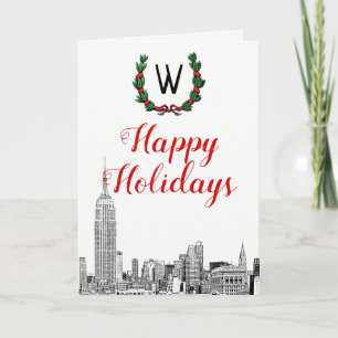 Cartes Pour Fêtes Annuelles New York City Skyline Noël Joyeux Fêtes