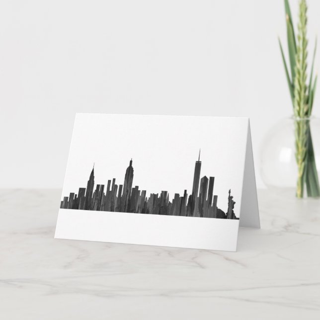 CARTES POUR FÊTES ANNUELLES NEW YORK, NY SKYLINE PAINTBRUSH - (Devant)