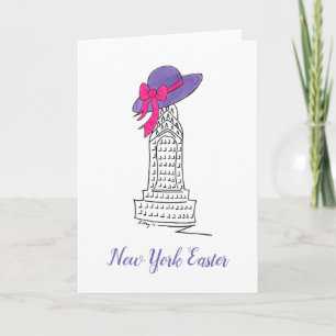 Cartes Pour Fêtes Annuelles New York Pâques Parade violet Bonnet Skyscraper NY