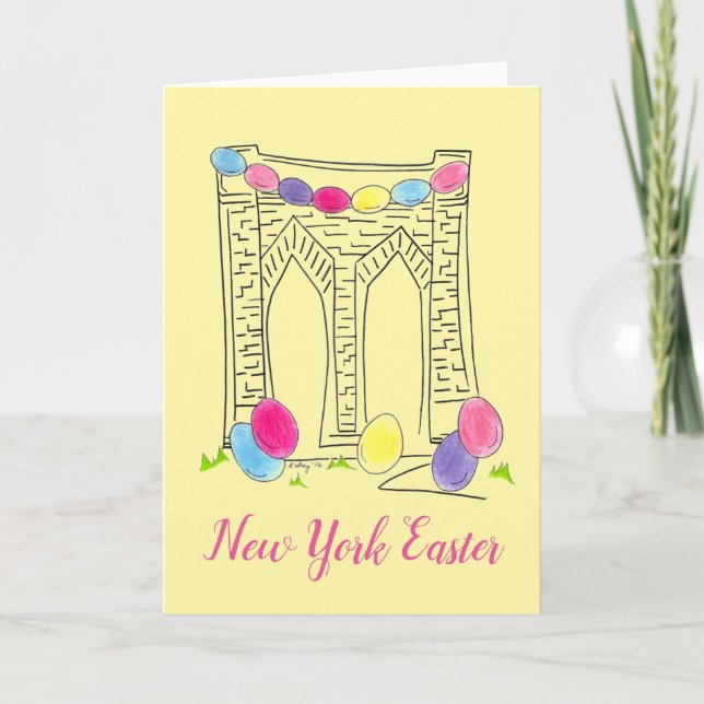 Cartes Pour Fêtes Annuelles New York Ville Pâques Brooklyn Pont Chasse aux oeu (Devant)
