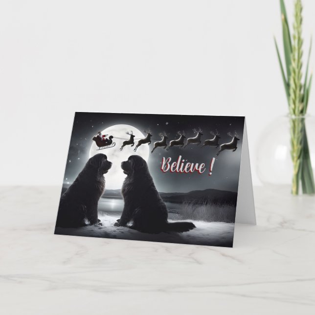 Cartes Pour Fêtes Annuelles Newfs et Père Noël Silhouette Noël (Devant)