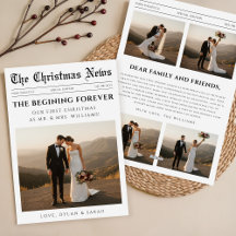 Newspaper Newlywed Couple Wedding Photo Christmas