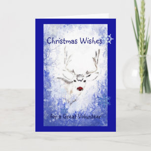 Cartes Pour Fêtes Annuelles Nez Humour Reindeer, Snowflakes Volunteer
