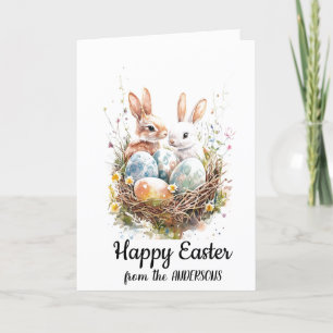 Cartes Pour Fêtes Annuelles Nid de lapin et œufs