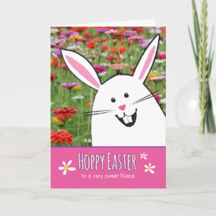Cartes Pour Fêtes Annuelles Nièce de houblon de Pâques, avec le lapin mignon