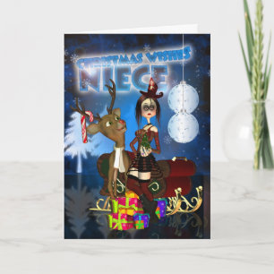 Cartes Pour Fêtes Annuelles Niece Gothic Christmas Card, H.I.P. Et Reindeer