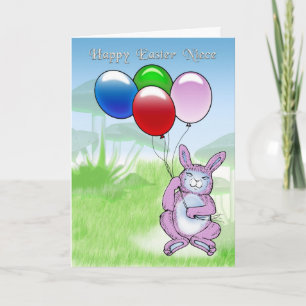 Cartes Pour Fêtes Annuelles Nièce heureuse de Pâques avec le lapin et les