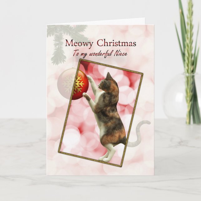 Cartes Pour Fêtes Annuelles Nièce, Noël de Meowy (Devant)