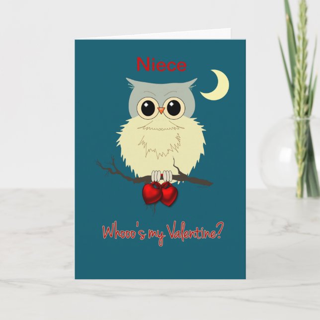 Cartes Pour Fêtes Annuelles Niece Valentine's Day Cute Owl Humour (Devant)