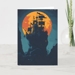 Cartes Pour Fêtes Annuelles Night Pirate Ship Island