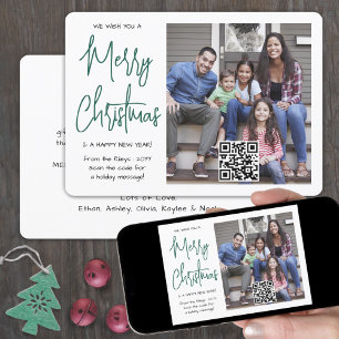 Cartes Pour Fêtes Annuelles N'importe quel texte 1 Photo & QR Code Joyeux Noël