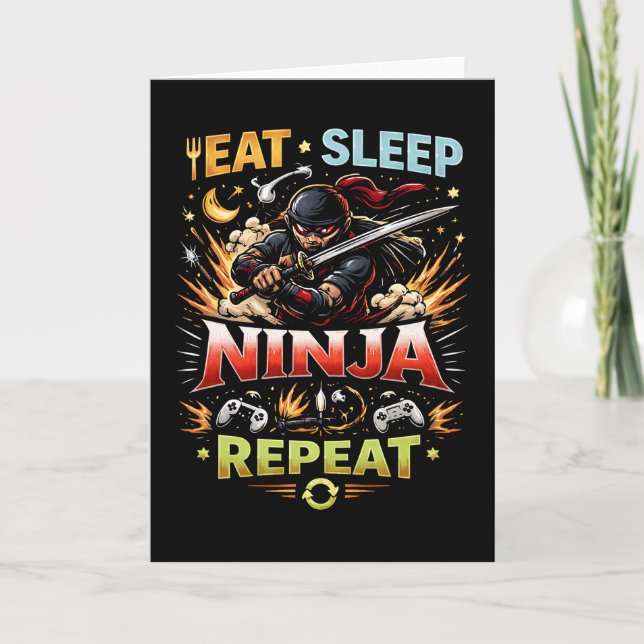 Cartes Pour Fêtes Annuelles Ninja Life Loop (Devant)