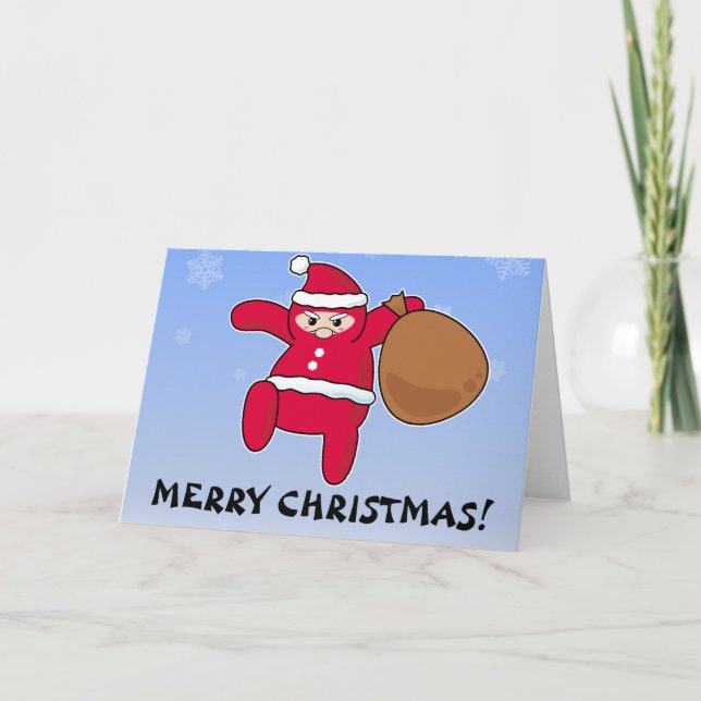 Cartes Pour Fêtes Annuelles Ninja Père Noël ? Joyeux Noël ! (Devant)