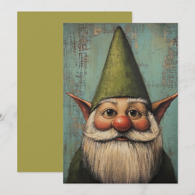 Cartes Pour Fêtes Annuelles Nisse de Noël - Art traditionnel des fêtes nordiqu (Devant / Derrière)