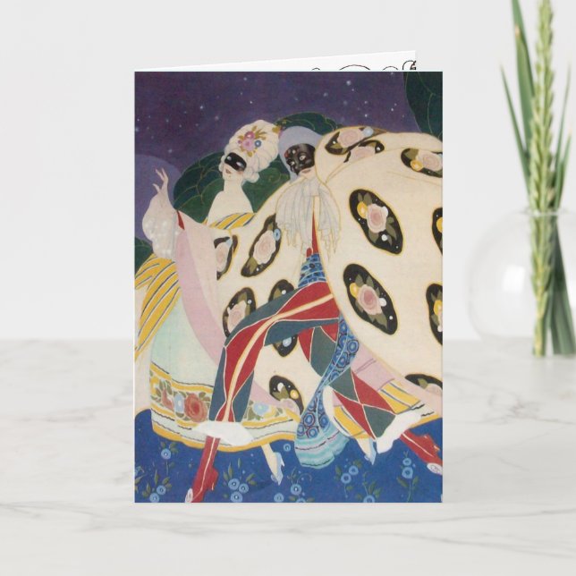 Cartes Pour Fêtes Annuelles NOCTURNE AVEC MASKS Art Déco Saint-Valentin (Devant)