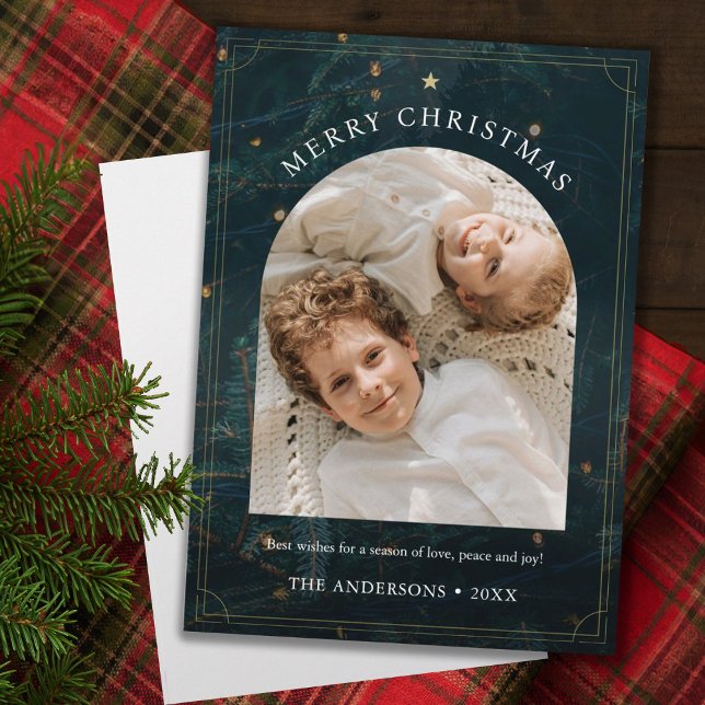 Cartes Pour Fêtes Annuelles Noël 1 Arche photo Arbre de Noël rustique (Créateur téléchargé)