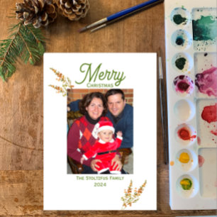 Cartes Pour Fêtes Annuelles Noël 1 Photo Aquarelle Boho Fleur sauvage