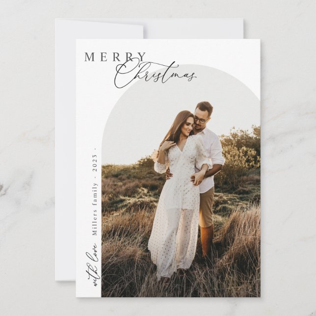 Cartes Pour Fêtes Annuelles Noël 1 photo Arche aquarelle botanique Holida (Devant)