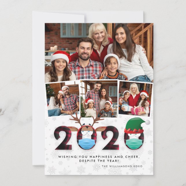 Cartes Pour Fêtes Annuelles Noël 2020 Funny Festive Masques & Plaid 4 Photo (Devant)