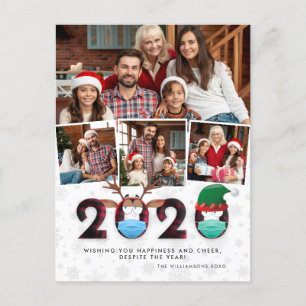 Cartes Pour Fêtes Annuelles Noël 2020   Mignonne Masques et Plaid 4 Photo