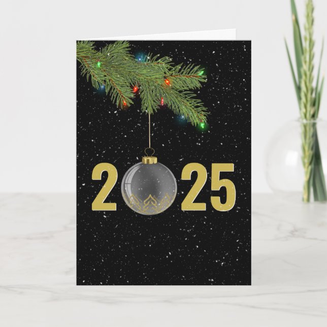 Cartes Pour Fêtes Annuelles Noël 2025 Ornements en neige (Devant)