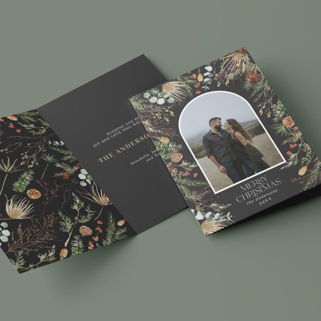 Cartes Pour Fêtes Annuelles Noël 2 arche photo aquarelle aquarelle botanique f (Créateur téléchargé)