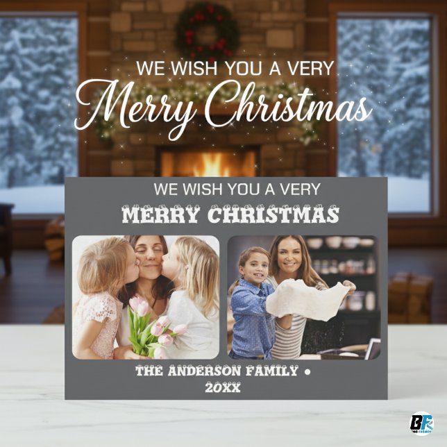 Cartes Pour Fêtes Annuelles Noël 2 photo aquarelle botanique floral (Créateur téléchargé)