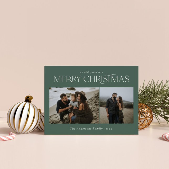 Cartes Pour Fêtes Annuelles Noël 2 photo aquarelle sauge botanique vert (Créateur téléchargé)