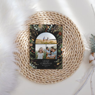 Cartes Pour Fêtes Annuelles Noël 3 arche photo aquarelle couleur botanique flo