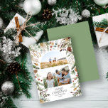 Cartes Pour Fêtes Annuelles Noël 3 arche photo aquarelle couleur botanique flo<br><div class="desc">Mery Noël moderne élégante aquarelle séchée botanique floral teintes muettes arc de vacances 3 photo carte de Noël.</div>
