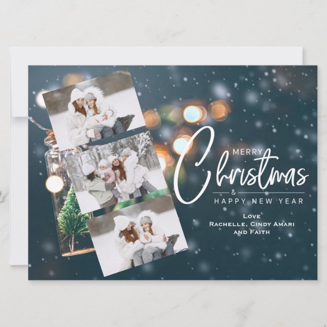 Cartes Pour Fêtes Annuelles Noël 3 Photo Holiday Card (Devant)