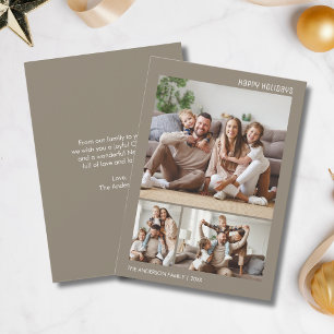 Cartes Pour Fêtes Annuelles Noël 3 Photos Collage Minimaliste Taupe