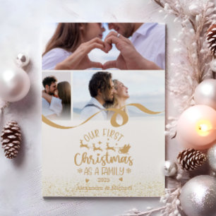 Cartes Pour Fêtes Annuelles Noël 3 Photos Paillettes Dorées