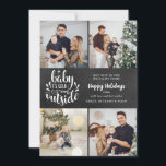Cartes Pour Fêtes Annuelles Noël 4 Photo Collage Boho Chalkboard<br><div class="desc">Un design élégant boho 4 photo collage vacances pour vous de personnaliser avec vos photos préférées,  message,  noms et année sur un arrière - plan de tableau noir. L'envers comporte des flocons de neige tombant sur un arrière - plan de tableau de bord correspondant. Conçu par Thisisnotme©</div>