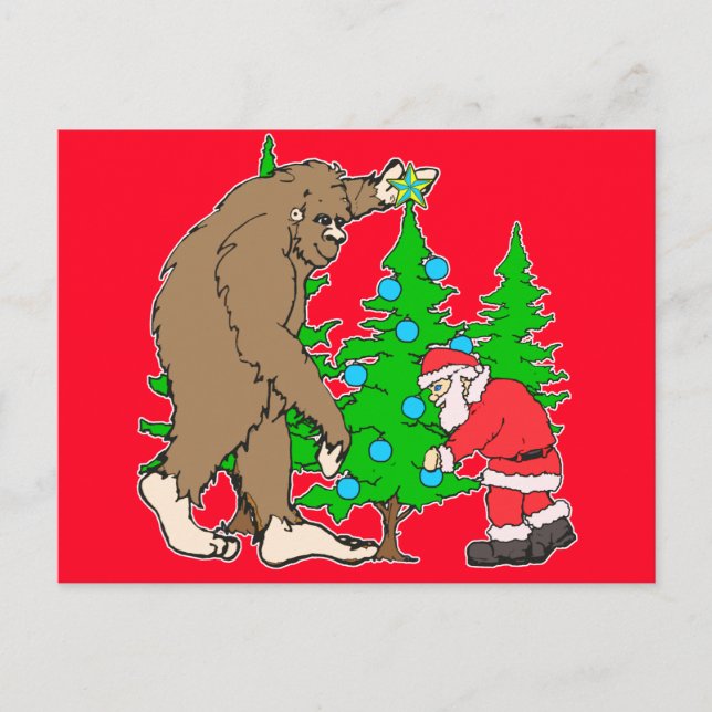 Cartes Pour Fêtes Annuelles Noël à Bigfoot et Père Noël (Devant)