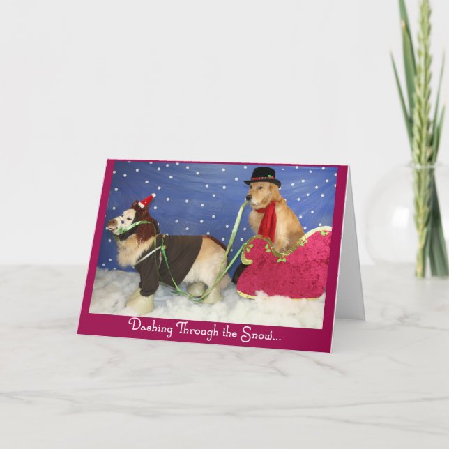 Cartes Pour Fêtes Annuelles Noël à Golden Sleigh Ride (Devant)