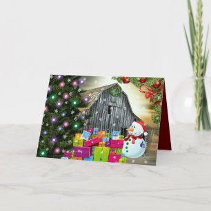 Cartes Pour Fêtes Annuelles Noël à la grange Frosty le bonhomme de neige prése