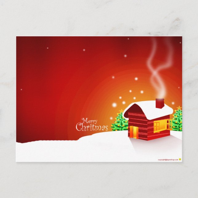 Cartes Pour Fêtes Annuelles Noël à la Maison Rouge (Devant)