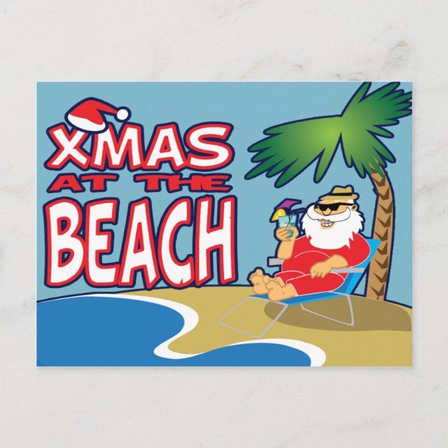 Cartes Pour Fêtes Annuelles Noël à la Plage-Carte postale (Devant)