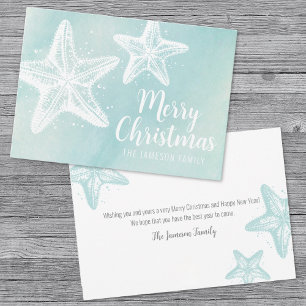 Cartes Pour Fêtes Annuelles Noël à la plage de l'étoile de mer