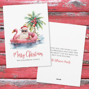Cartes Pour Fêtes Annuelles Noël à la plage tropicale Santa
