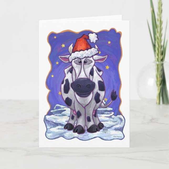 Cartes Pour Fêtes Annuelles Noël à la vache (Devant)