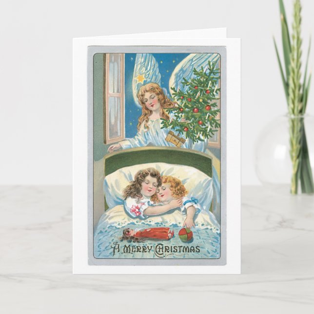 Cartes Pour Fêtes Annuelles Noël à l'ancienne, Ange (Devant)
