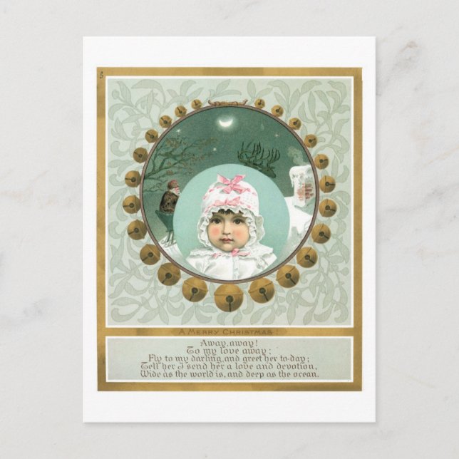 Cartes Pour Fêtes Annuelles Noël à l'ancienne, bébé (Devant)