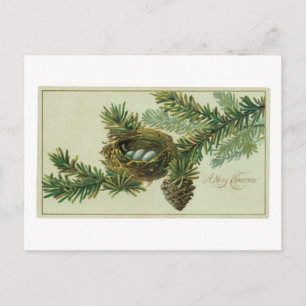 Cartes Pour Fêtes Annuelles Noël à l'ancienne, bois de pin