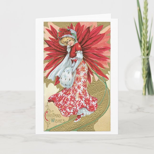 Cartes Pour Fêtes Annuelles Noël à l'ancienne, Dame (Devant)