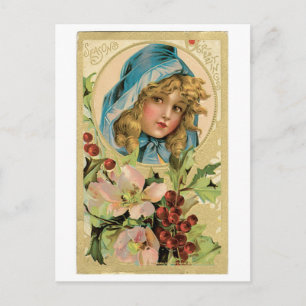 Cartes Pour Fêtes Annuelles Noël à l'ancienne, Fille